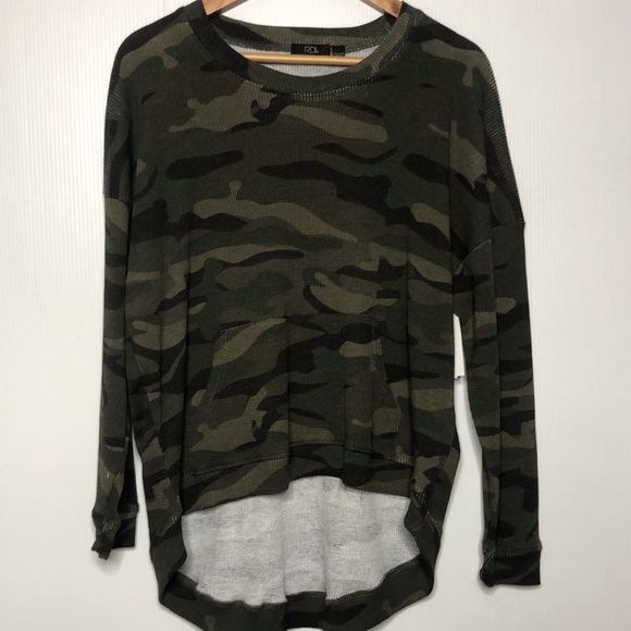 RDI Green Camo Thermal Waffle Knit Long Sleeved Top Small NEW - Picture 3 of 6